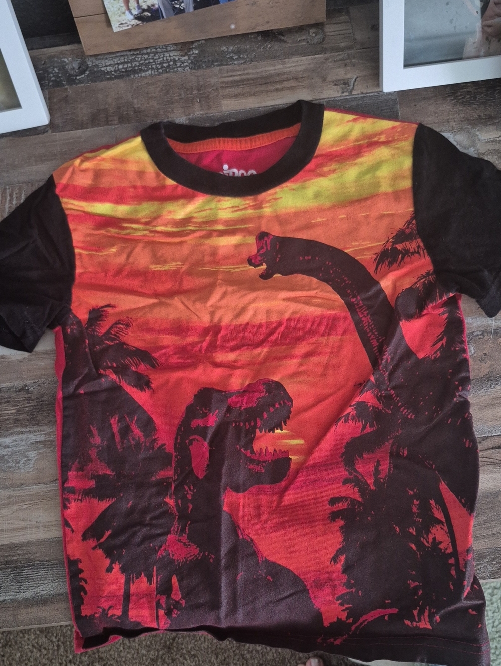 Circo Orange and Red Dinosaur Sunset Short Sleeve Tee